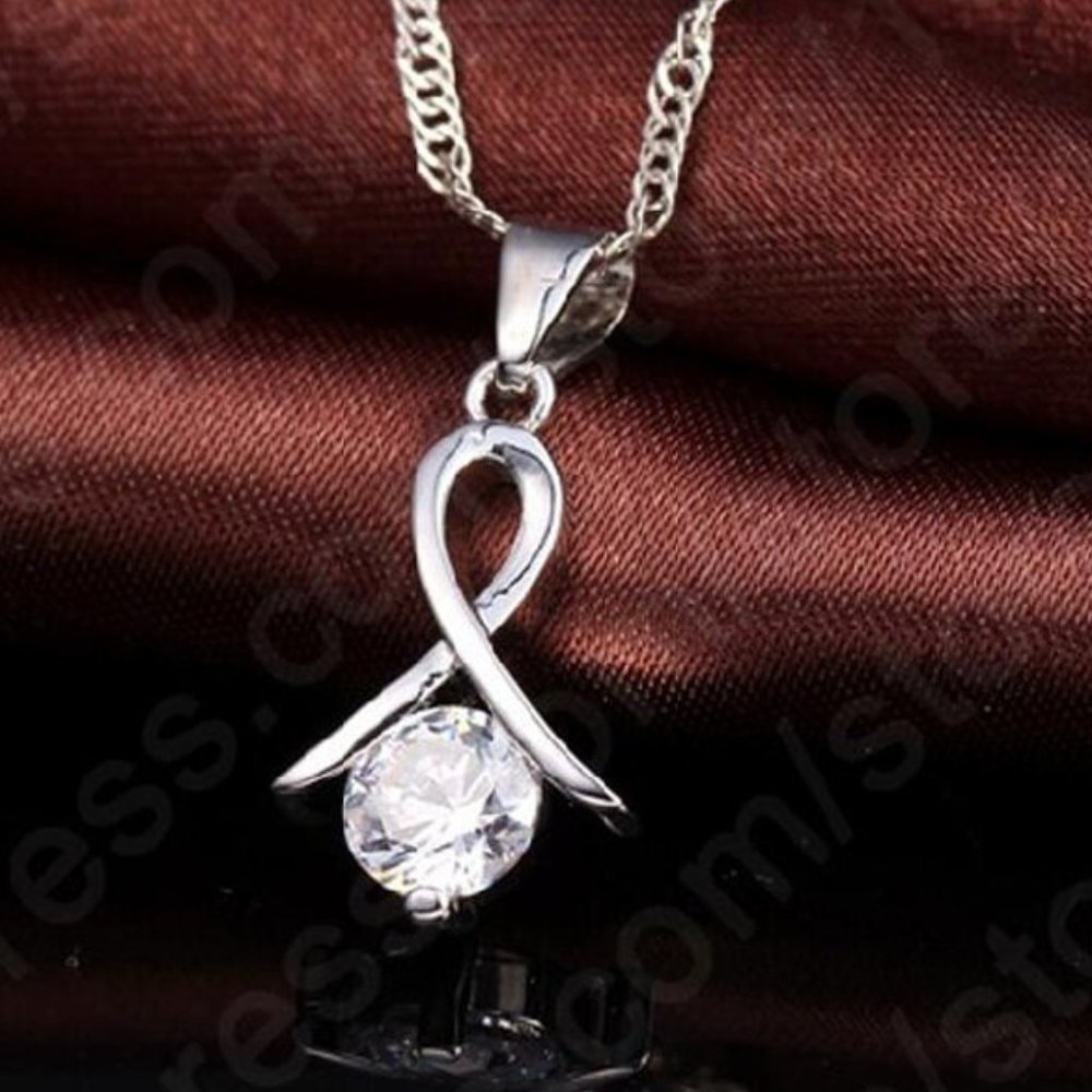 π Infinity 925 Sterling Silver Earrings And Necklace Set Bundle - Picture 4 of 7